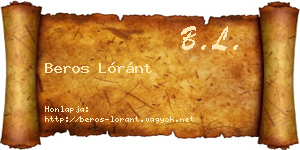 Beros Lóránt névjegykártya
